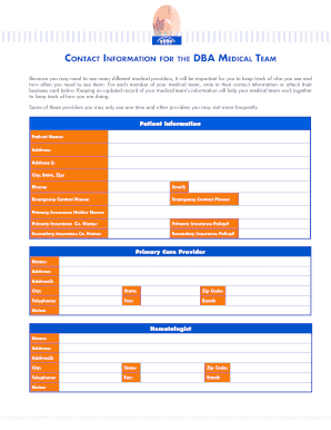 DBA Medical Team Cdc  Form