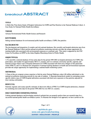 TITLE a Multi Site Time Series Study of Hospital Admissions for COPD and Fine Particles in the National Medicare Cohort a Case S  Form