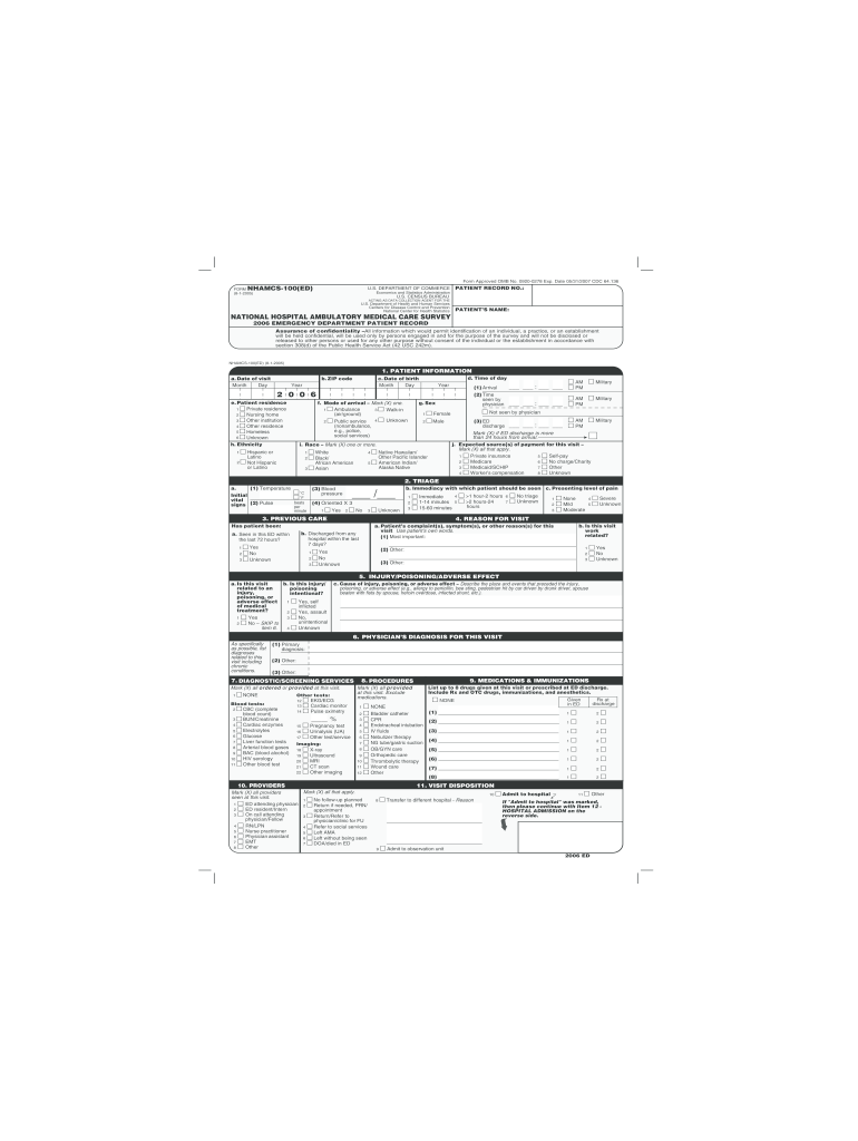  NHAMCS ED PRF Emergency Department Patient Record Form  Cdc 2005
