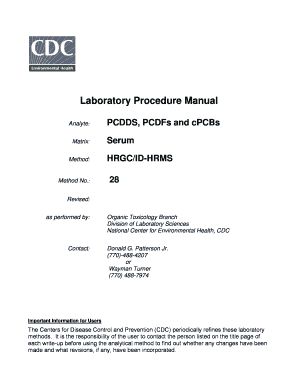 PCDDS, PCDFs and CPCBs Cdc  Form
