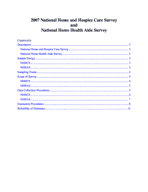 National Home and Hospiice Care Survey and National Home Healrh Aide Survey Survey Documentation Cdc  Form