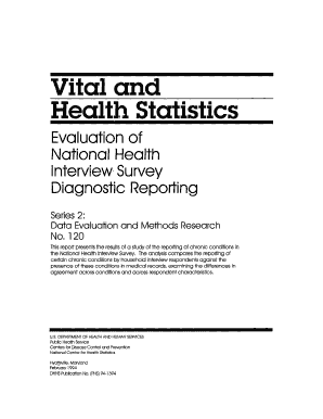 Vital and Health Statistics; Series 2, No 120 294 Evaluation of National Health Interview Survey Diagnostic Reporting Cdc  Form