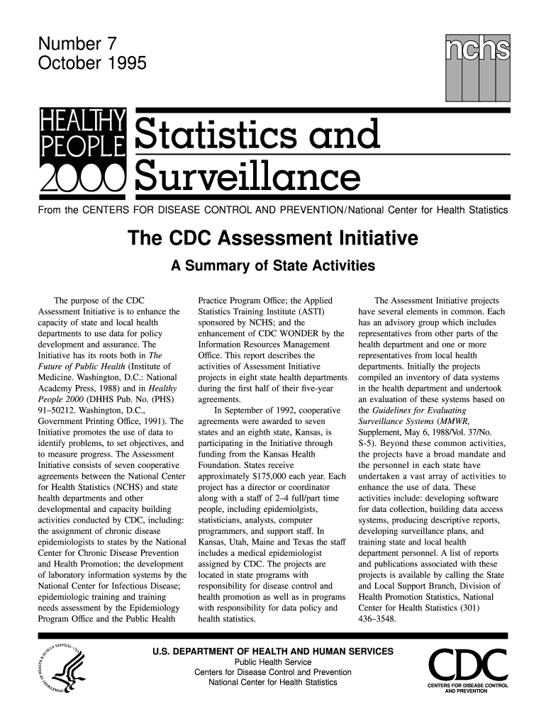Healthy People Statistics and Surveillance, No 7 1095 the CDC Assessment Initiative a Summary of State Activities Cdc  Form