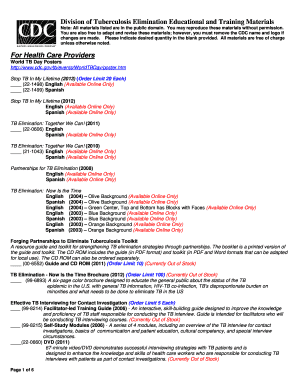 Division of Tuberculosis Elimination Educational and Training Materials Cdc  Form