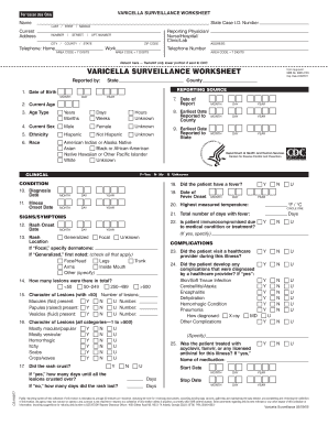 Varicella Surveillance Worksheet 508 Compliant Cdc  Form