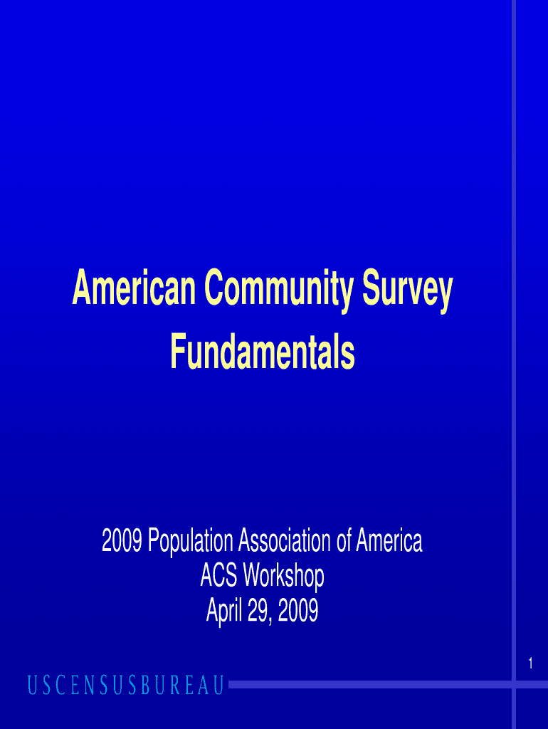 American Community Survey Fundamentals American Community Survey Census  Form