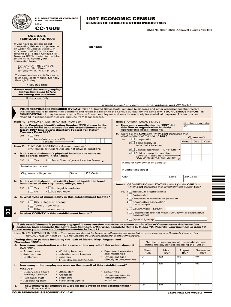 CENSUS of CONSTRUCTION INDUSTRIES Census  Form