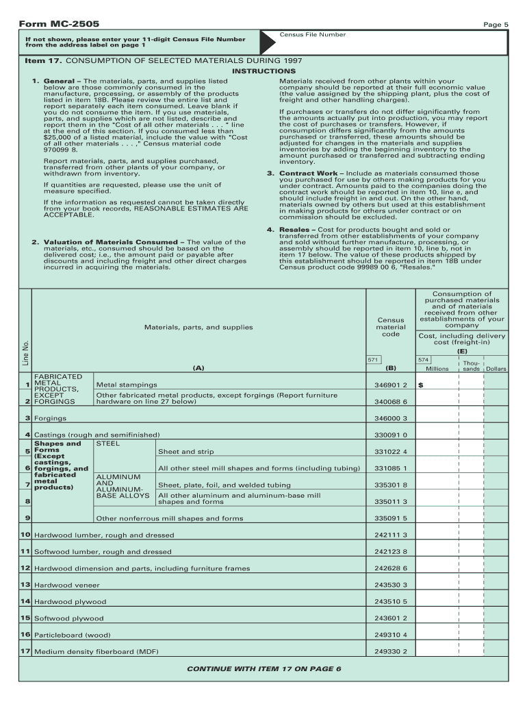 Form MC 2505 Census