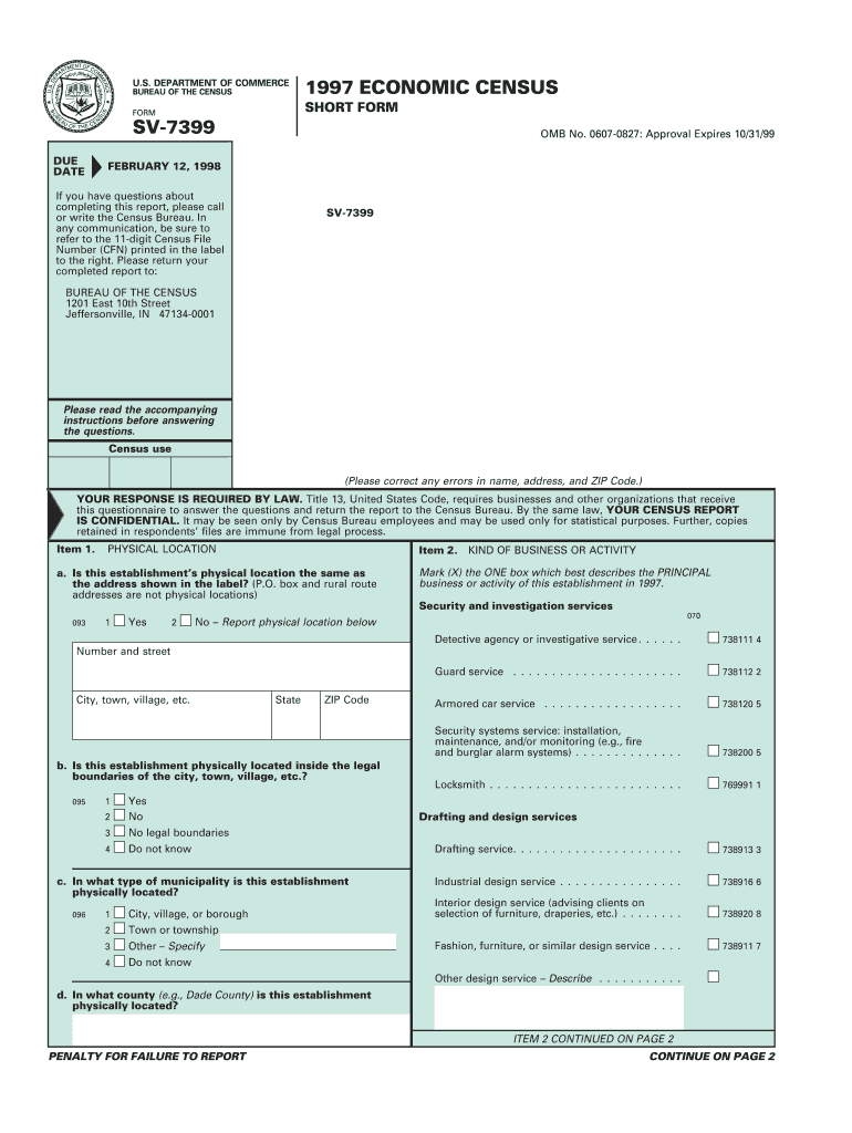 Or Write the Census Bureau Census  Form