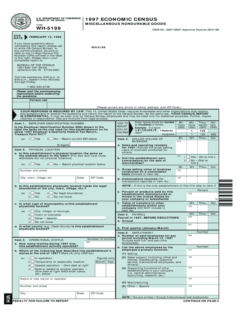 MISCELLANEOUS NONDURABLE GOODS Census  Form