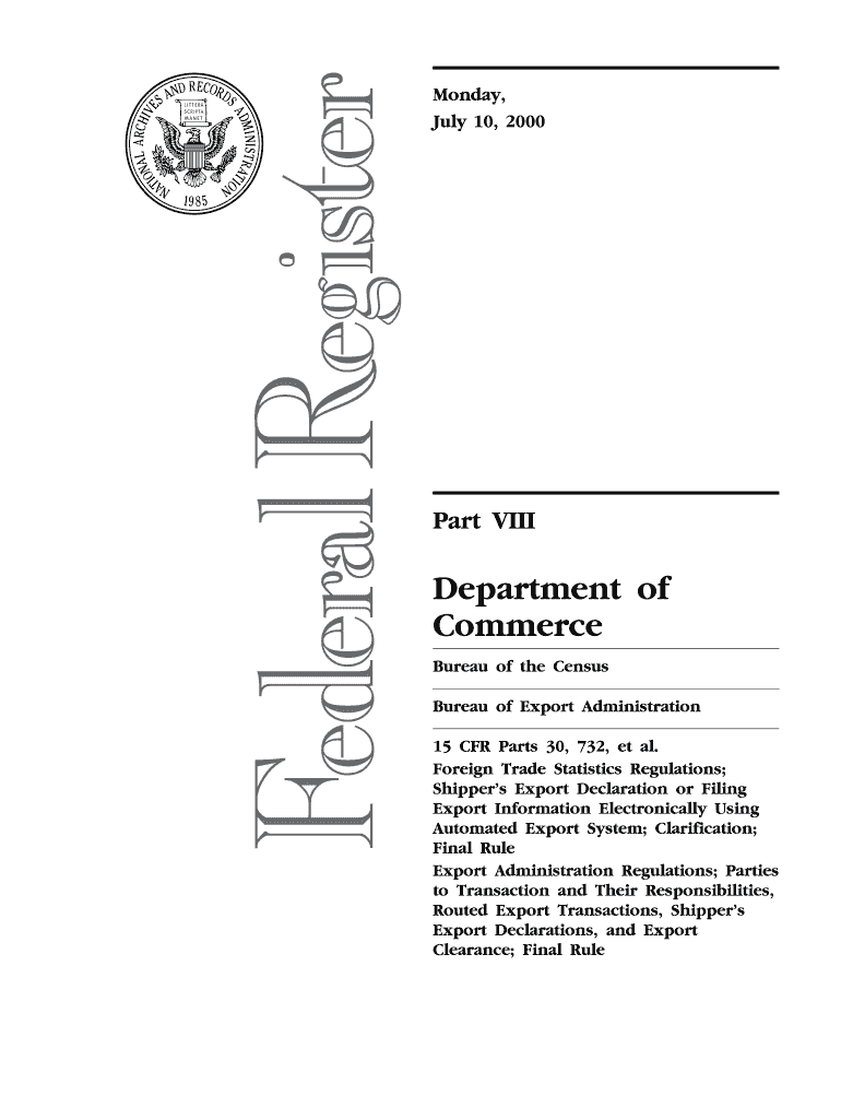 Bureau of Export Administration Census  Form