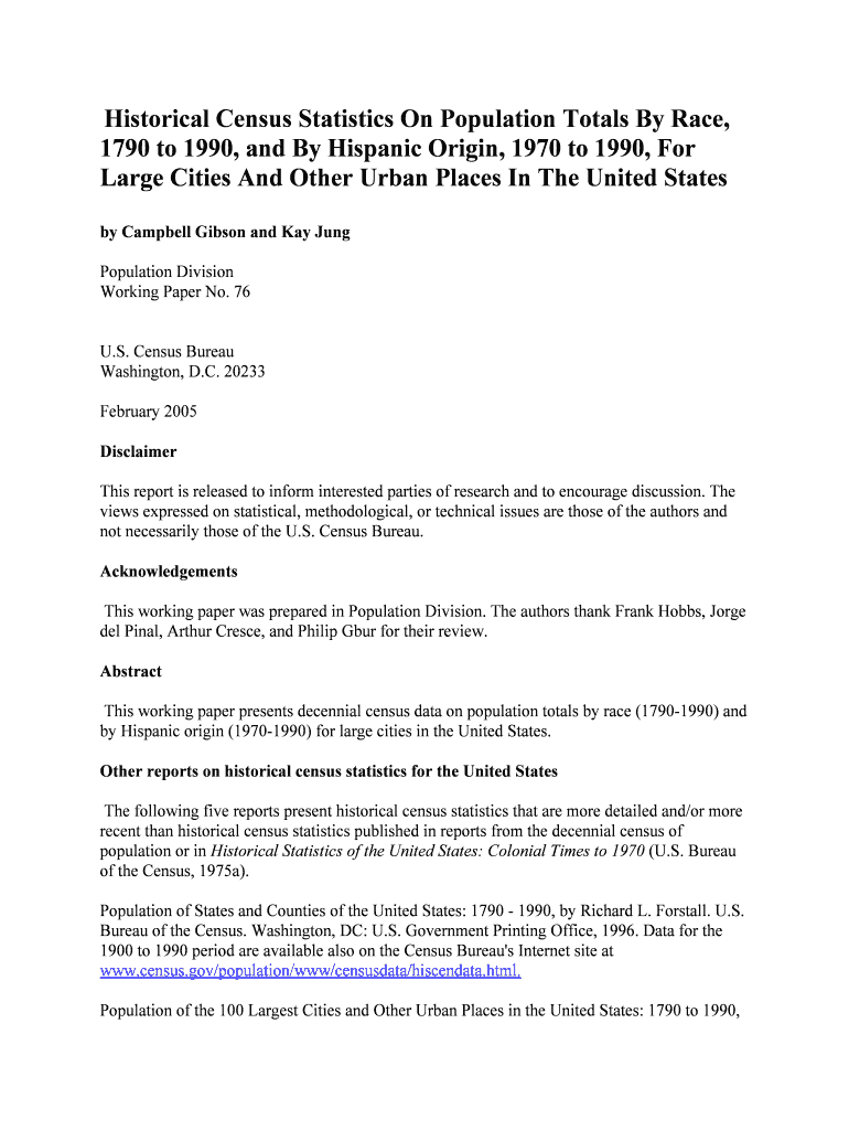 Historical Census Statistics on Population Totals by Census Gov Census  Form