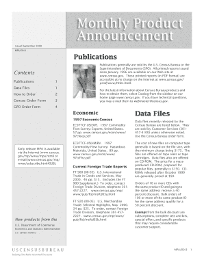 Monthly Product Announcement Monthly Product Announcement Census  Form
