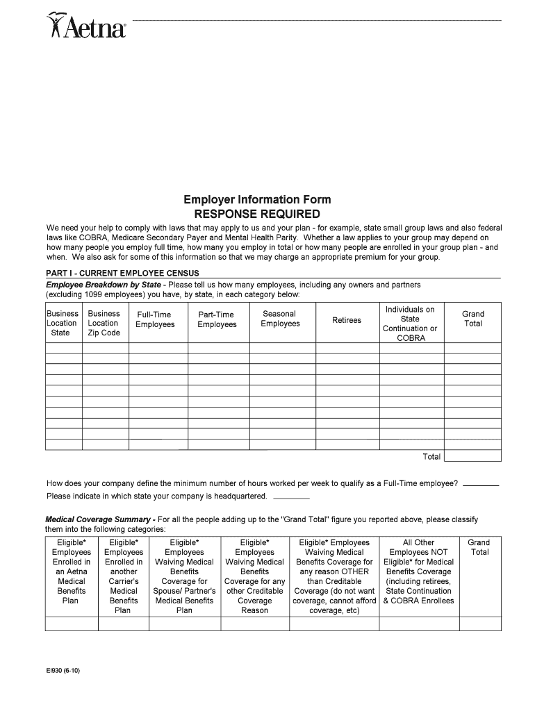 Aetna Employment Verification  Form