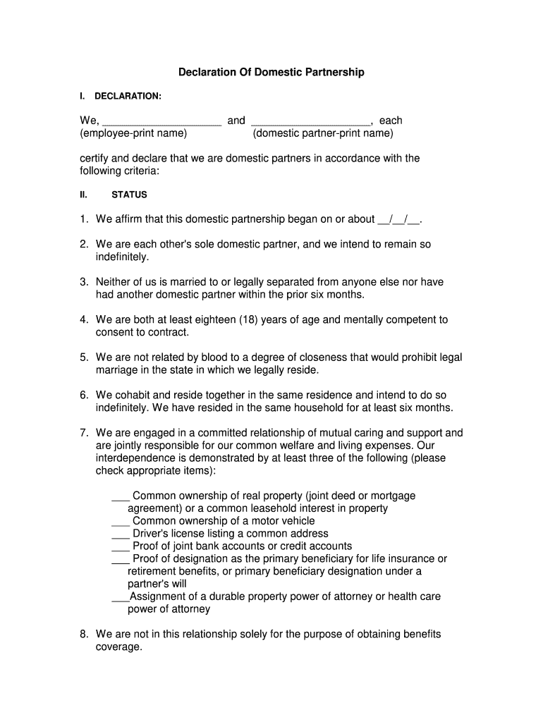 Aetna Domestic Partner Affidavit  Form