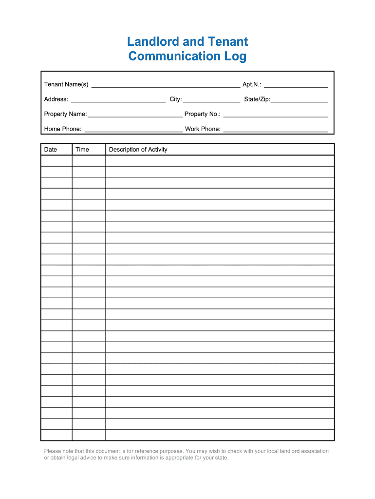 Communication Log  Form