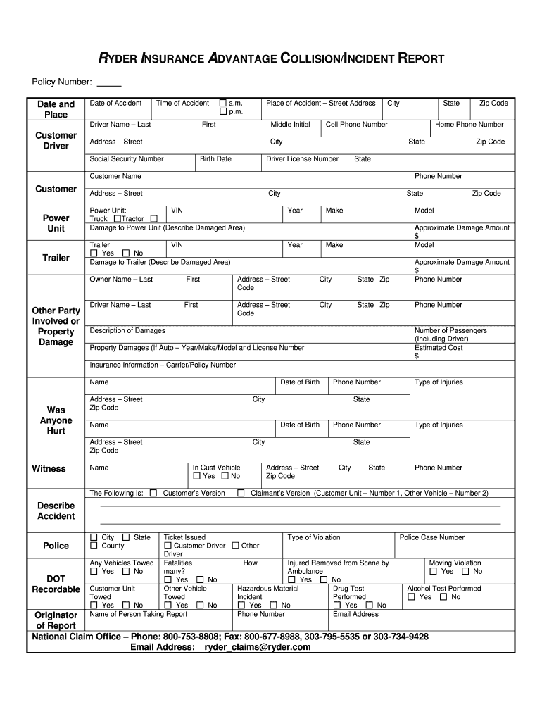 Truck Driver Accident Report Form