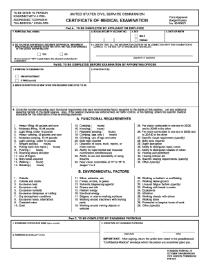 Certificate of Medical Exmination Form