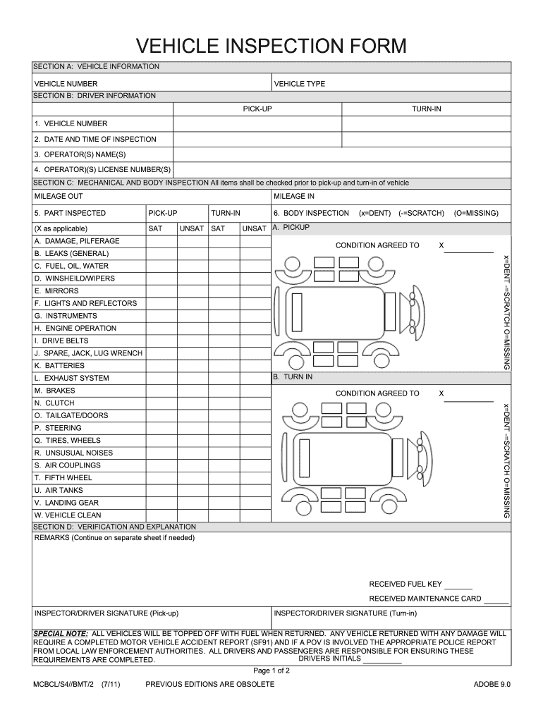 √ Vehicle Inspection Army Form Aaron