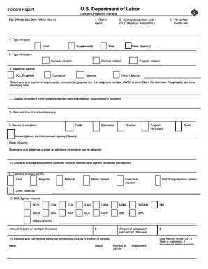 Attachment C Incident Report Form OIG 1 156 and Instructions Wdr Doleta