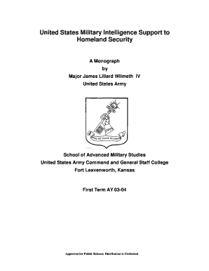 United States Military Intelligence Support to Homeland Security Dtic  Form