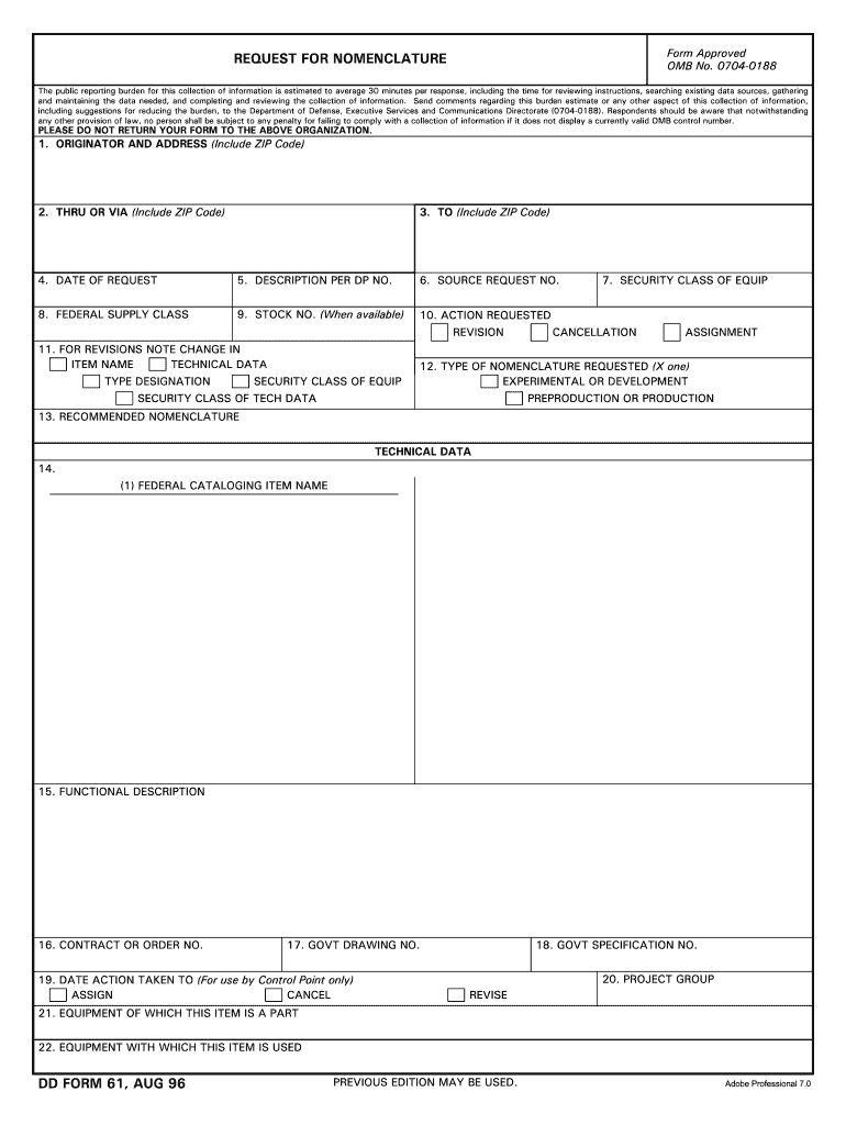  Dd Form 61 1996-2024