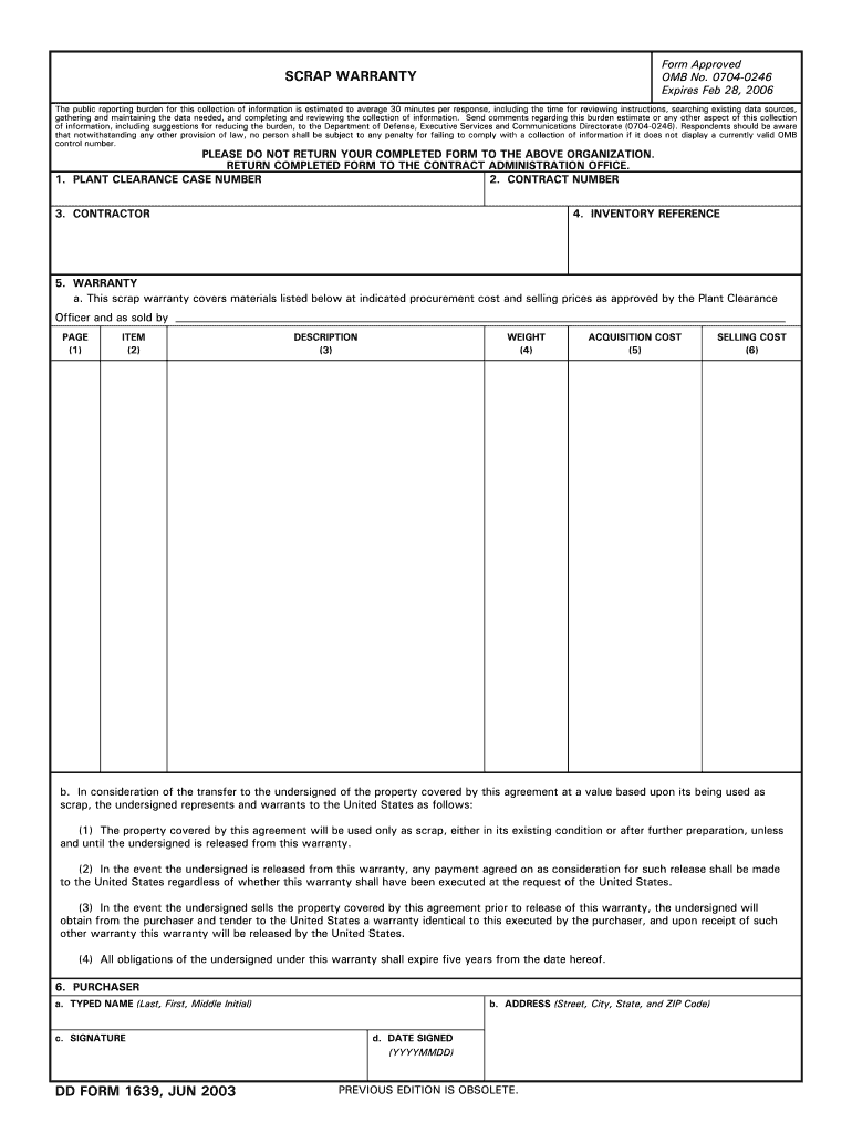 Dd1639 Instructions  Form