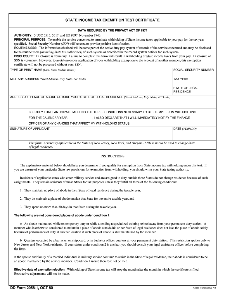 Exemption Form Military