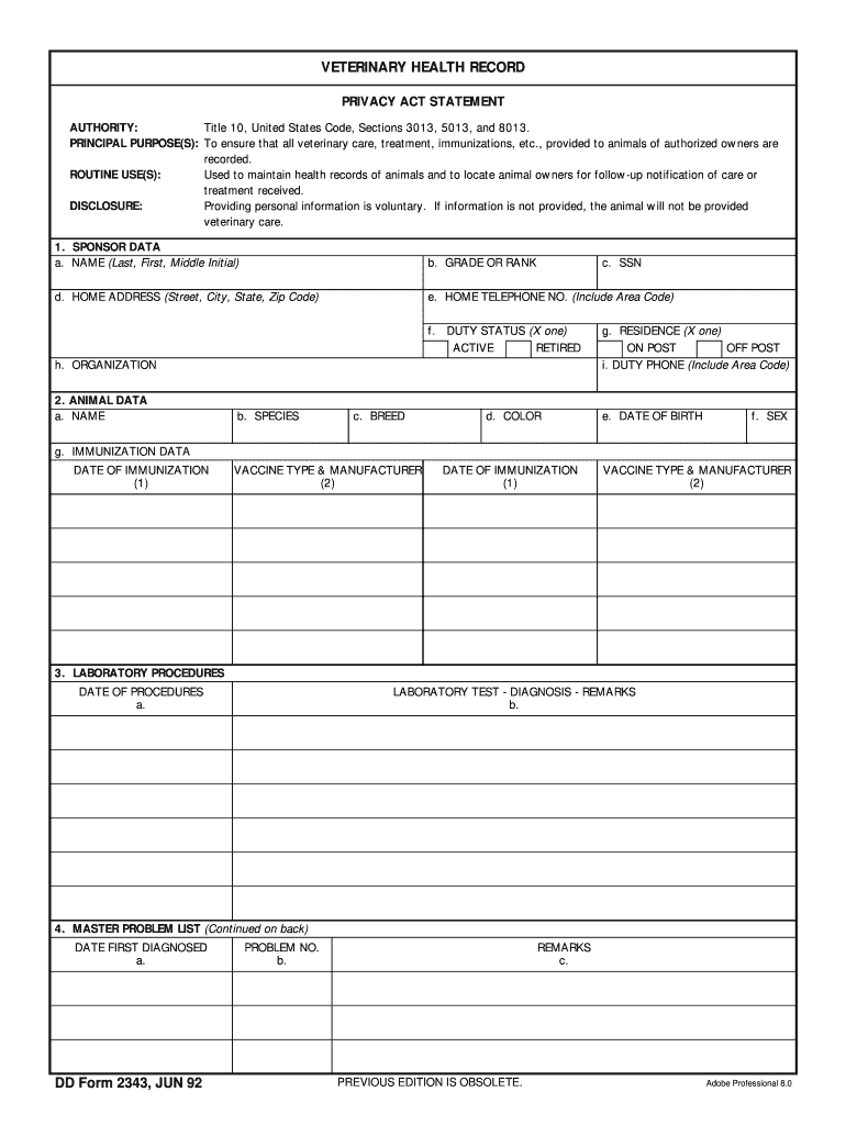  Dd Form 2343 2013