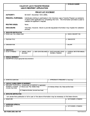 Dd Form 2539 Leave Recipient Application