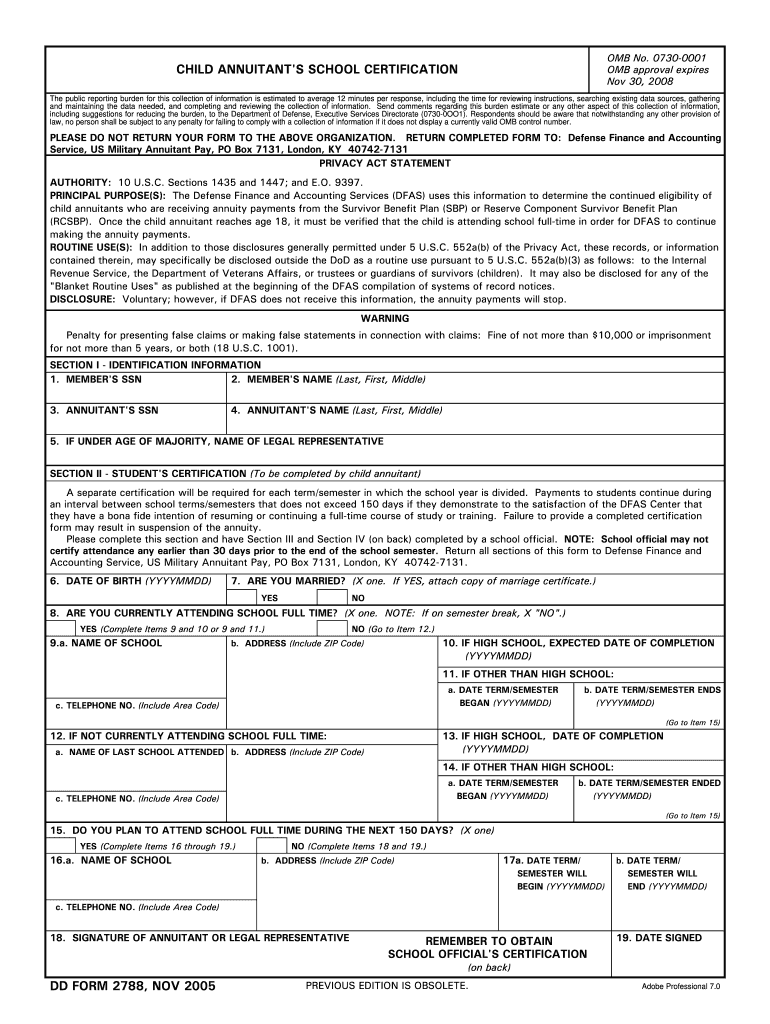  Dd Form 2788 2005-2024