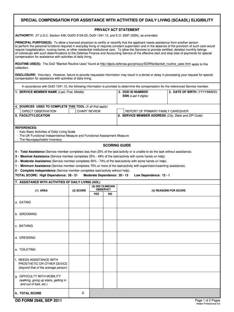  Dd Form 2948 2011-2024