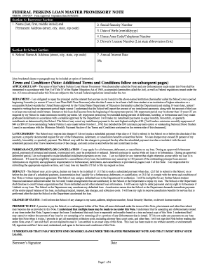 Ifap Perkins Loan Master Promissory Note Form