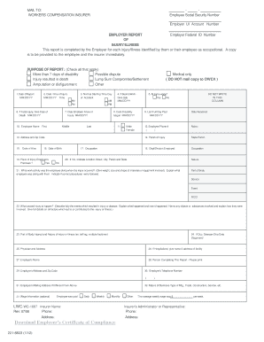 Work Comp First Report of Injury Form