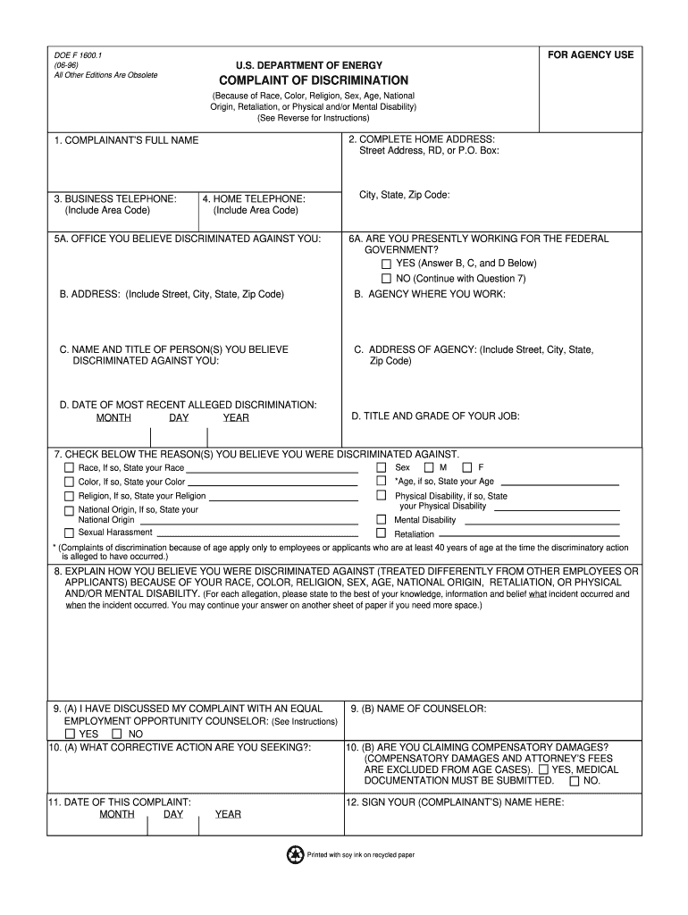  Doe Clearence Form 1996-2024