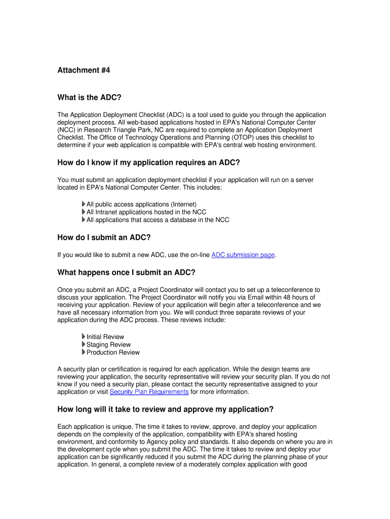 Attachment #4 What is the ADC? How Do I Know If My Application    Epa  Form