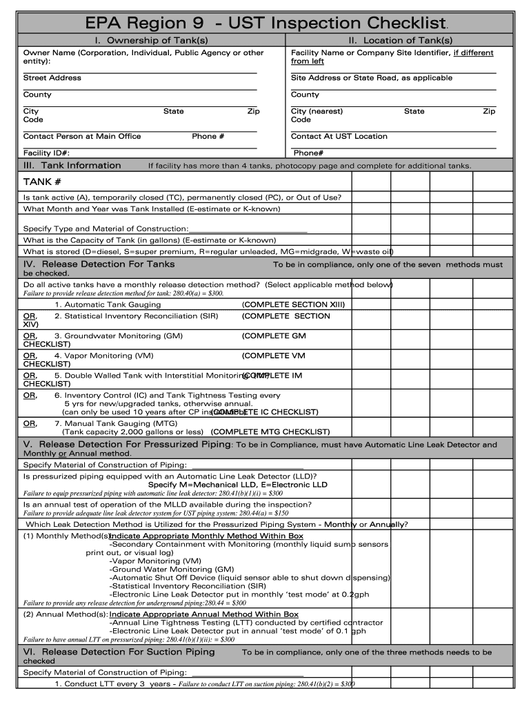 Ust Monthly Compliance Inspection Checklist  Form