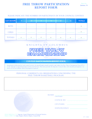 Throw Participation Report Form Knights of Columbus, Supreme Kofc