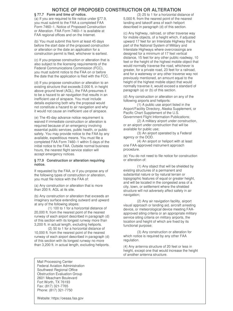  Faa Notice Construction 2012-2024