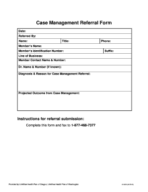 Case Management Referral Form Template