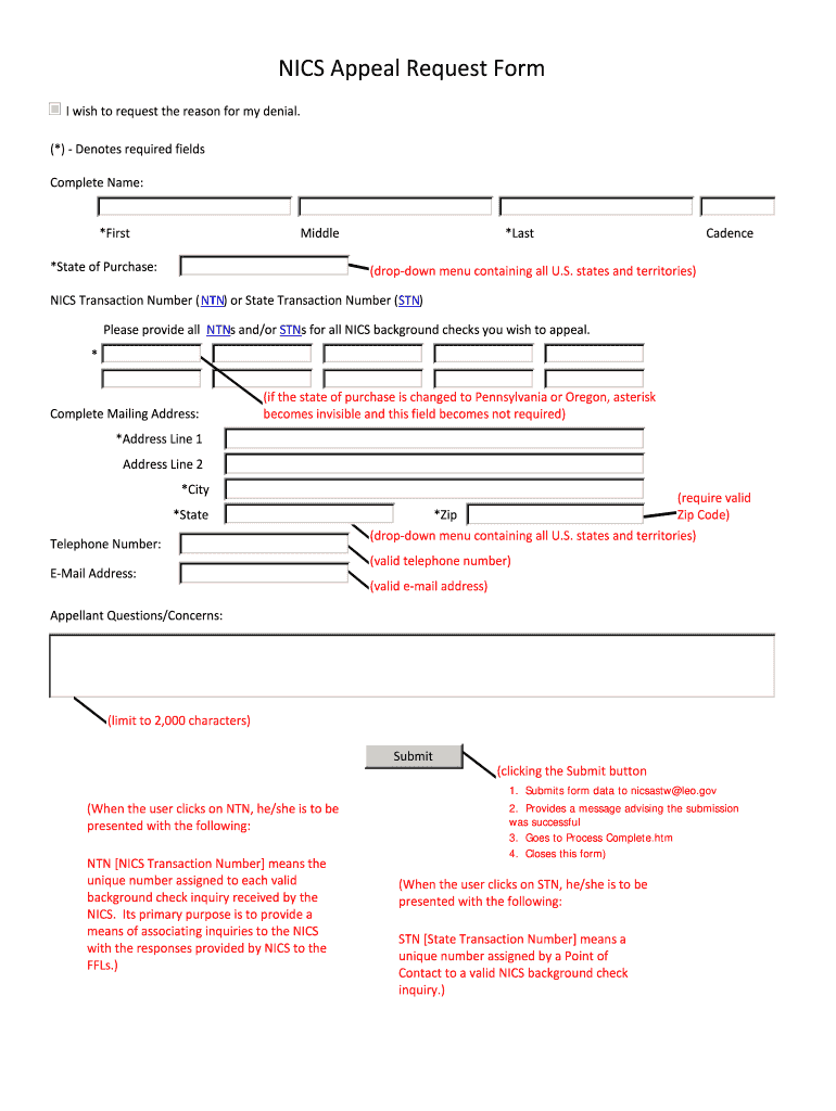 Nics Denial Appeal Online  Form