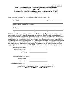 Ffl Acknowledgement of Responsibilities Form