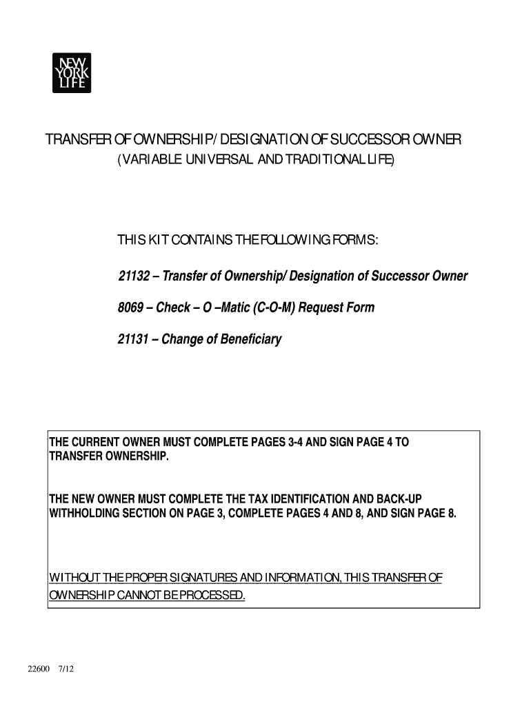 Prudential Change of Ownership Form