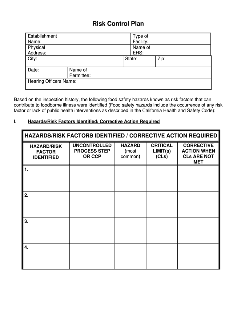 Fda Risk Management Plan Template  Form