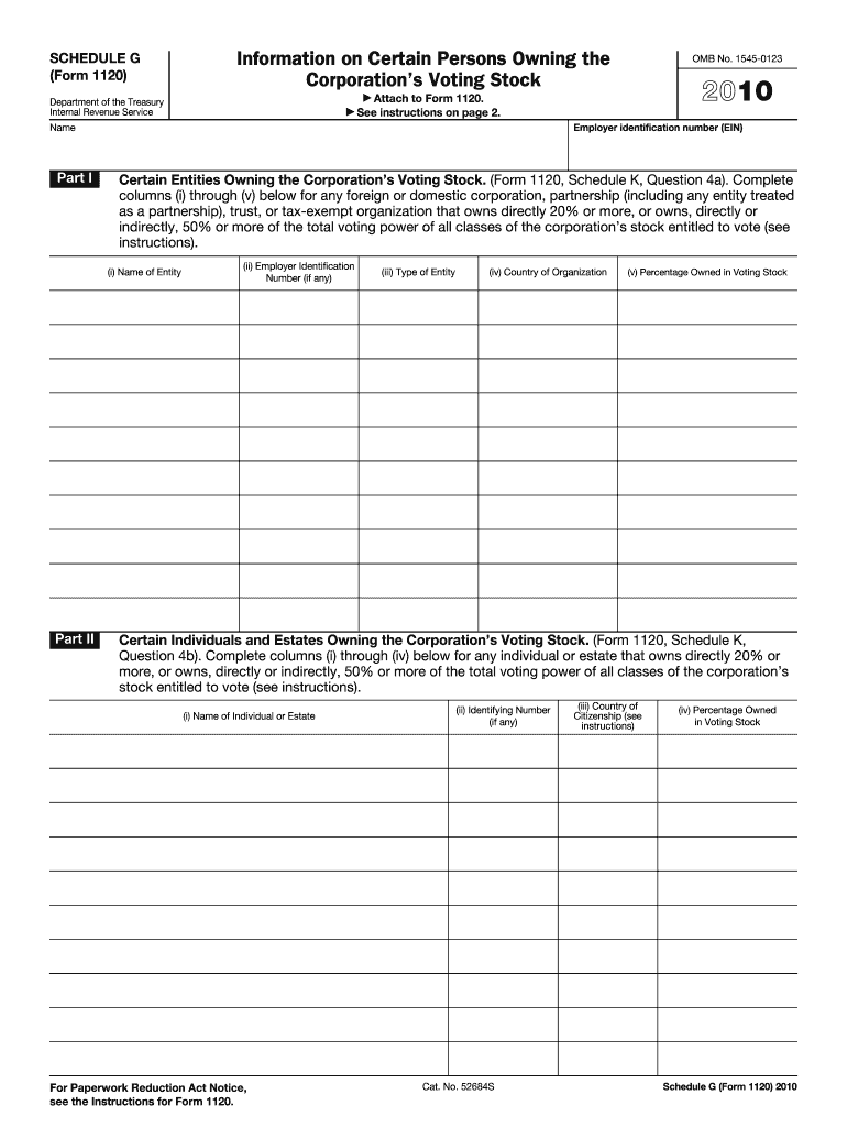  Form 1120 Schedule G 2010