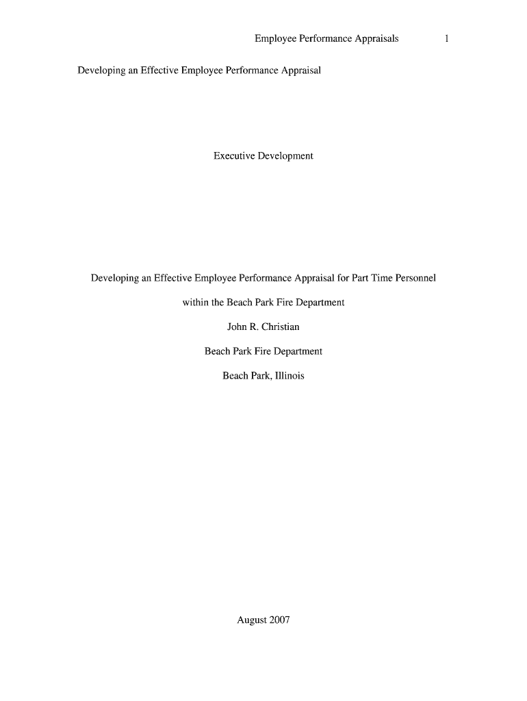 Developing an Effective Employee Performance Appraisal for Part Time Personnel within the Beach Park Fire Department R123