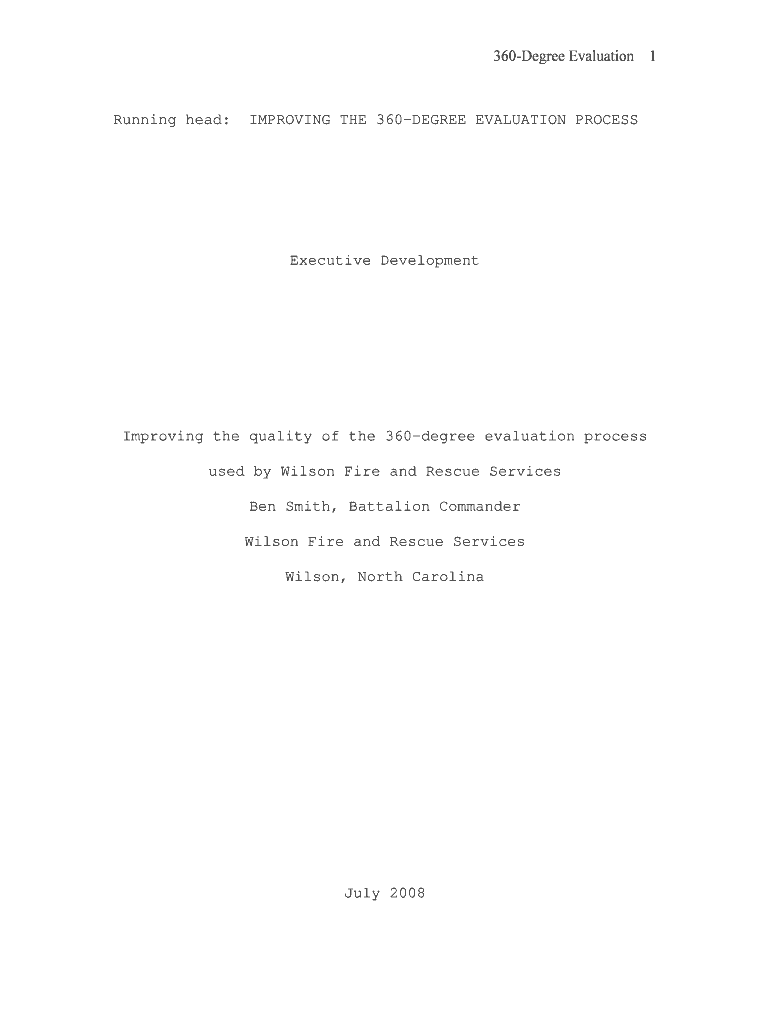 Improving the Quality of the 360 Degree Evaluation Process Used by Wilson Fire and Rescue Services R123  Form