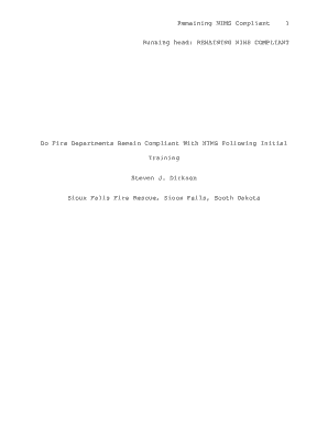 Do Fire Departments Remain Compliant with NIMS Following Initial Training R306 Usfa Fema  Form