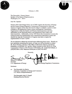 DOE and FERC Submit Transmission Monitoring Report to Congress,Issued February 2, Ferc  Form