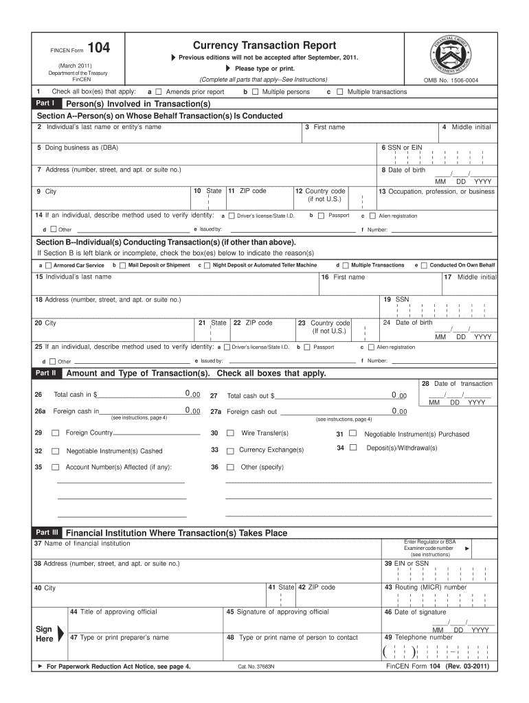 FinCEN FORM 104 Rev 12 FFIEC Ffiec